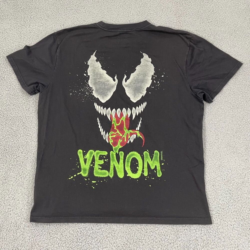 Hollister Venom Shirt Men XL Charcoal Marvel Short‎ Sleeve Relaxed Fit Tee